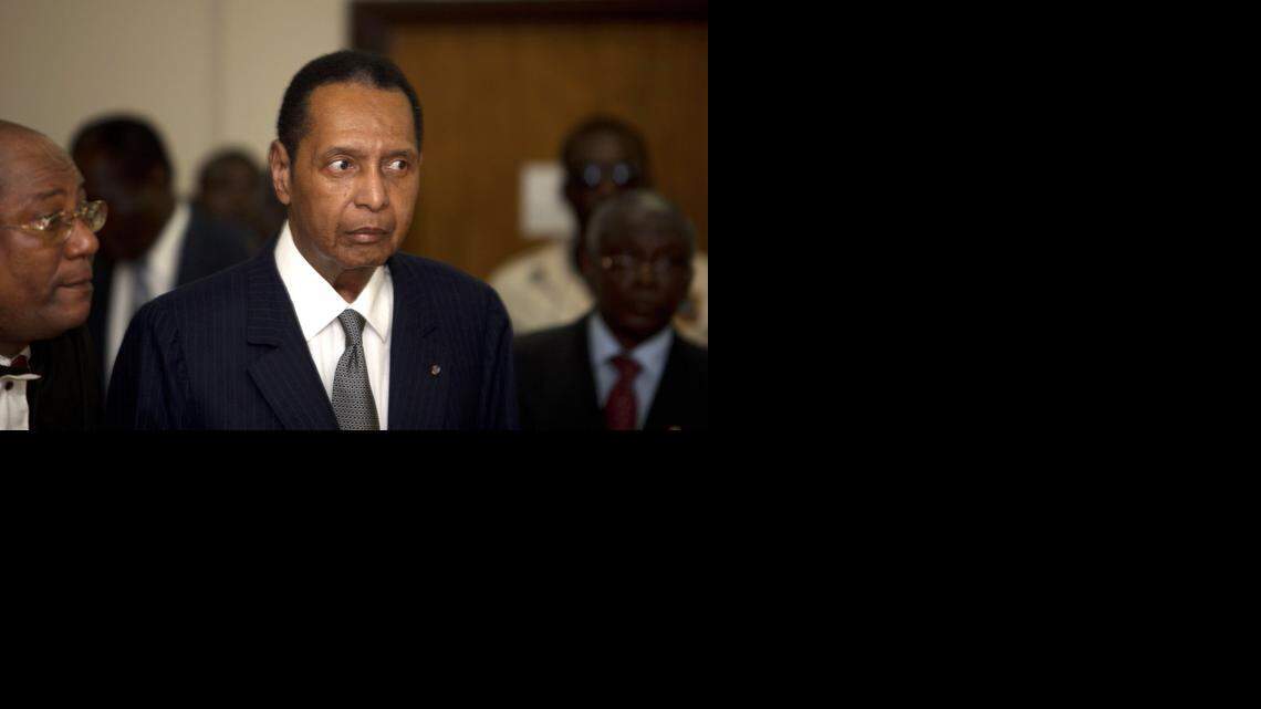 
Former Haitian dictator Jean-Claude “Baby Doc” Duvalier appears in a Port-au-Prince courtroom in March 2013. 
