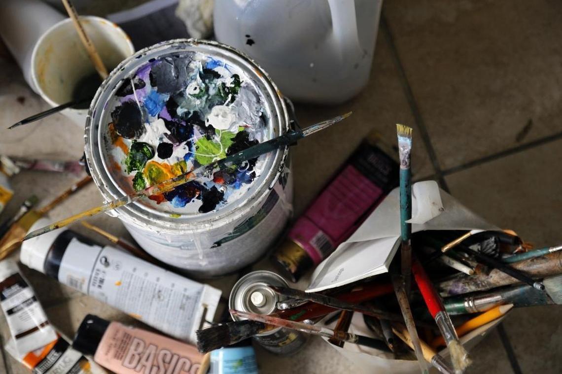 Paint used by late artist Daleus Wilfrid.