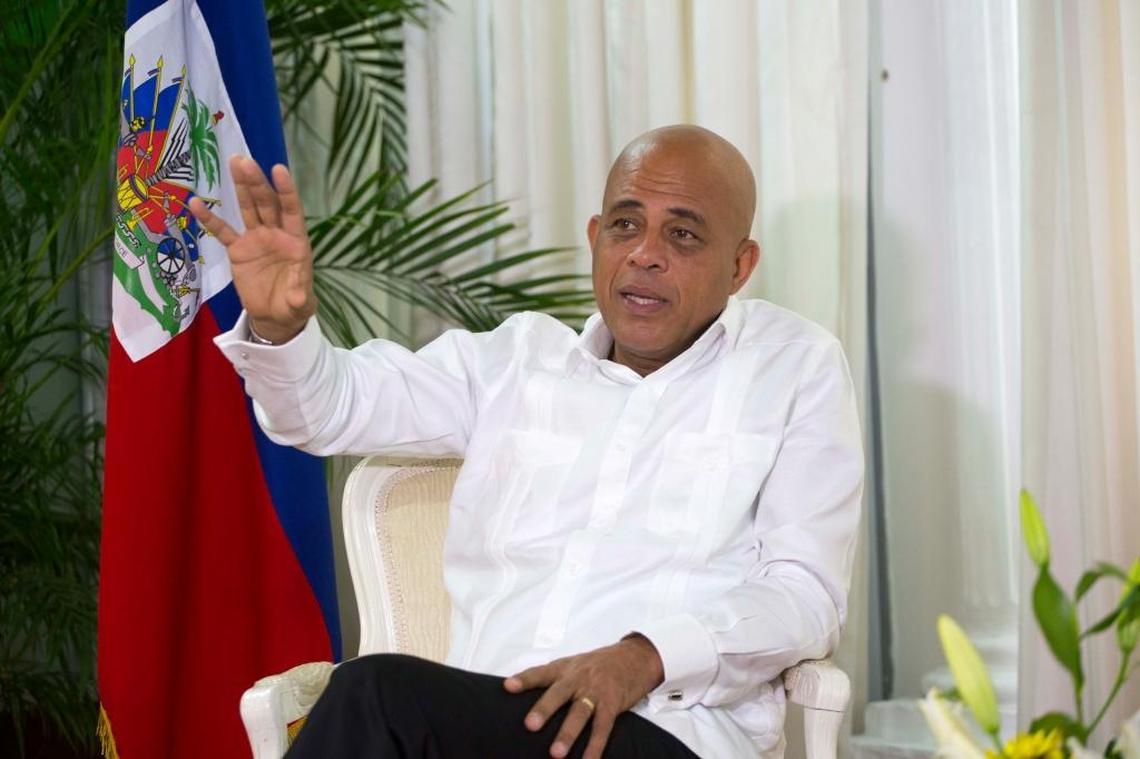 Former President Michel Martelly, who is pictured in a 2015 photo at the National Palace, has been sanctioned by the Canadian government for alleged ties to gangs and Haiti’s escalating violence.