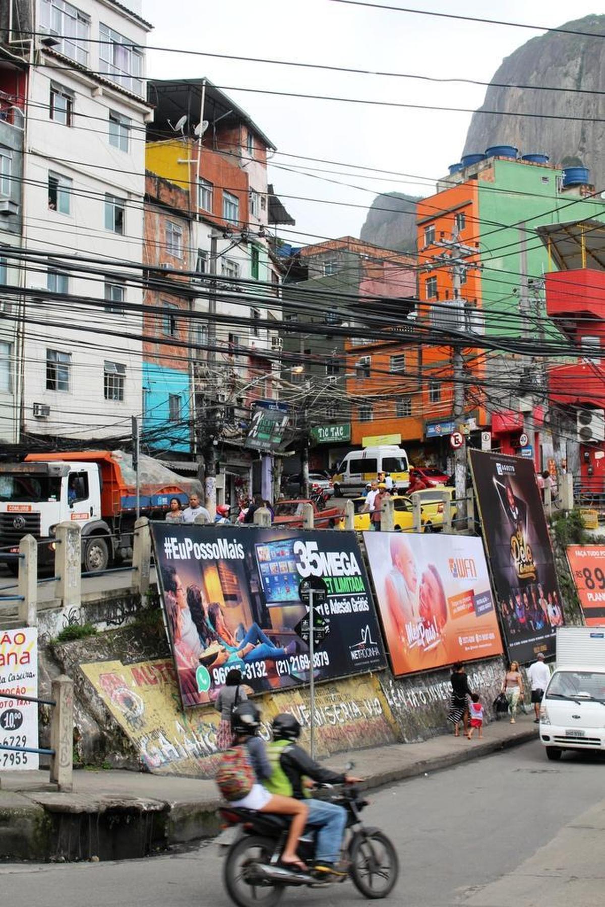 The Rocinha favela has one main, winding street and the rest of the community has been built on the slopes of Two Brothers Mountain.