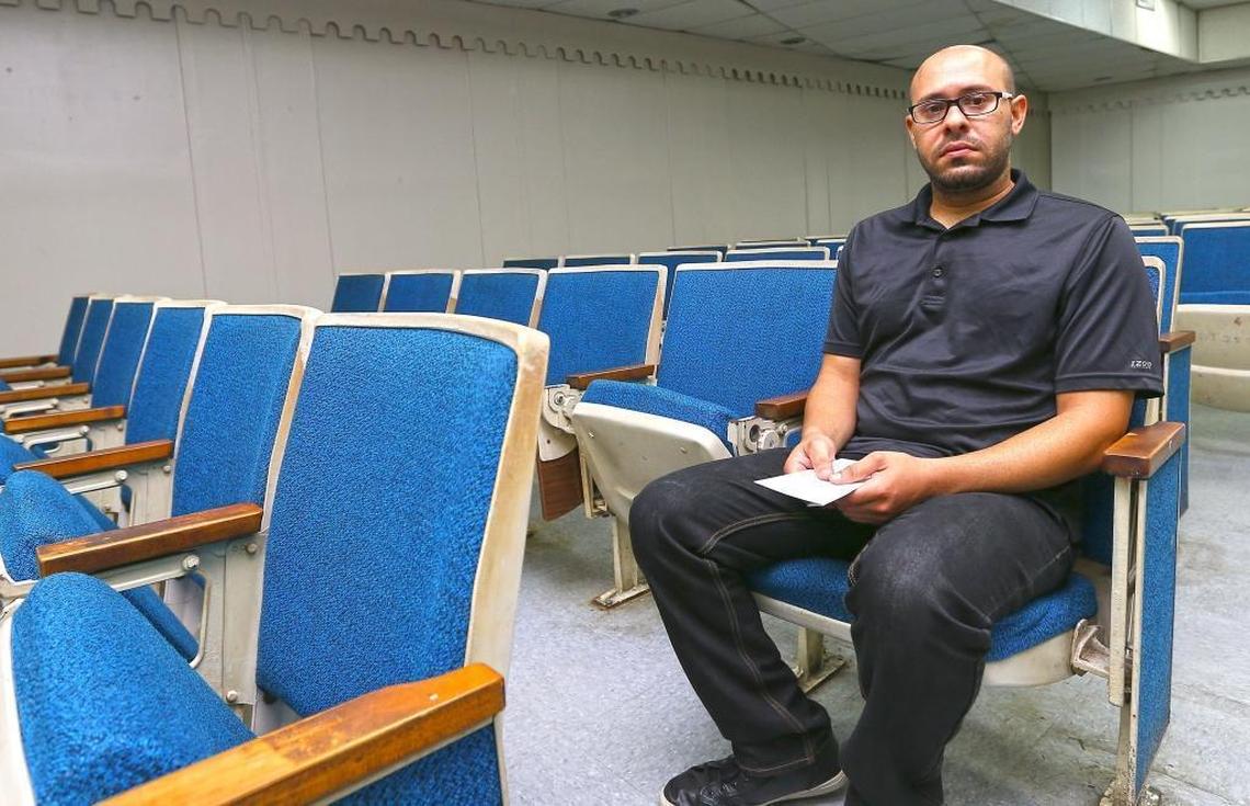 Pedro Ferrao waiting at the Department of Labor building in San Juan during the aftermath of Hurricane Maria in Puerto Rico. Ferrao lost his job at a Freshmart grocery store after the storm.