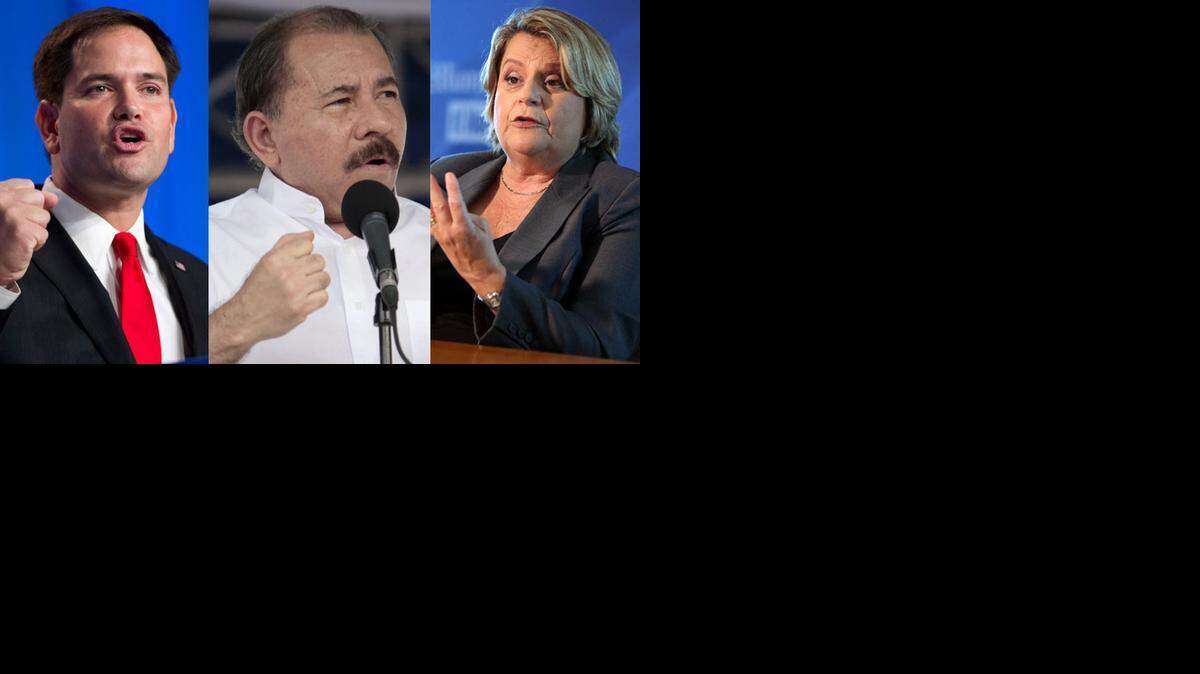 
From left to right: U.S. Sen. Marco Rubio, Nicaraguan President Daniel Ortega and U.S. Rep. Ileana Ros-Lehtinen.
