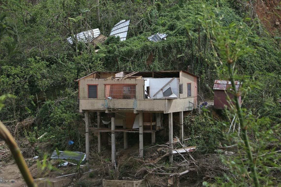 A view of the destroyed house of Daniel Pagan in the Rio Abajo neighborhood of Utuado, now known as the Camp of the Forgotten Ones, during the aftermath of Hurricane Maria on Friday, October 27, 2017 in Puerto Rico.