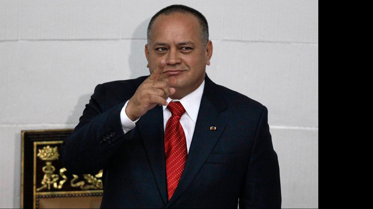 
National Assembly President Diosdado Cabello gestures before addressing the National Assembly in Caracas, Venezuela, Saturday, Jan. 5, 2013. Allies of President Hugo Chavez on Saturday chose to keep Diosdado as National Assembly president who is the next in line to step in as a caretaker leader in some circumstances. Just five days remain until Chavez's scheduled inauguration on Thursday, and government officials are suggesting the swearing-in could be delayed as the president fights a severe respiratory infection after cancer surgery in Cuba. 
