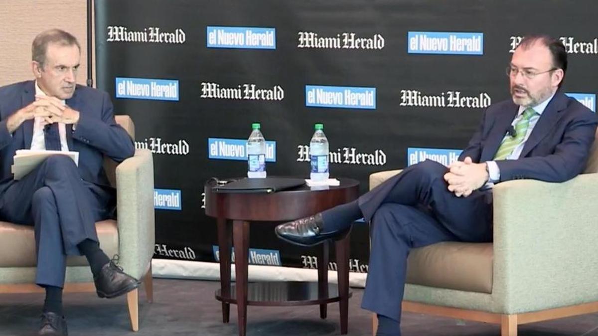 Mexican Foreign Minister Luis Videgaray Caso, guest of the Americas Conference Series with Andrés Oppenheimer, speaks on Tuesday, May 30, 2017 at the Braman Miller Center of the University of Miami.