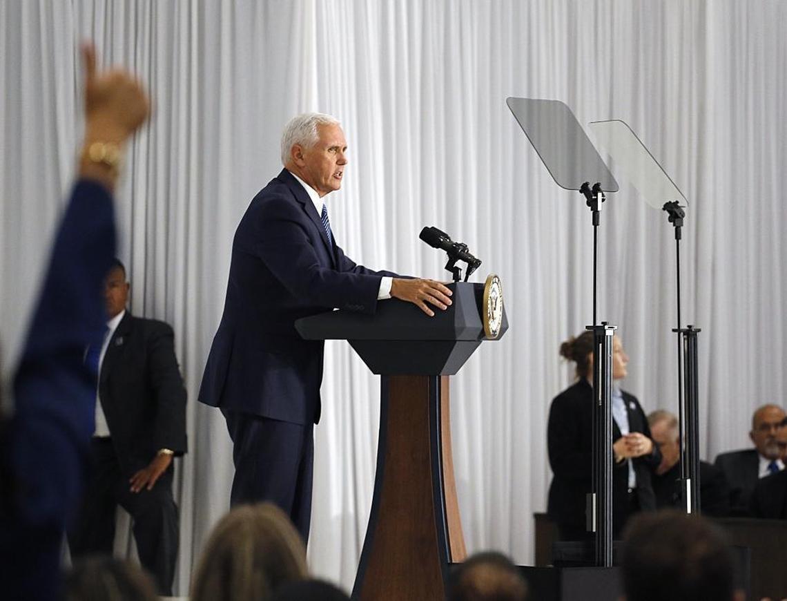Vice President Mike Pence tried to give hope Wednesday to Venezuelan expatriates gathered in a Doral church.