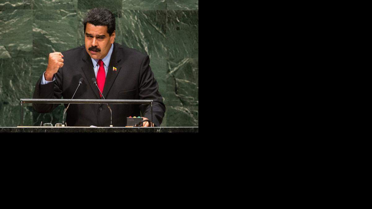 
Venezuelan President Nicolas Maduro speaks at the 69th United Nations General Assembly on September 24, 2014 in New York City. 
