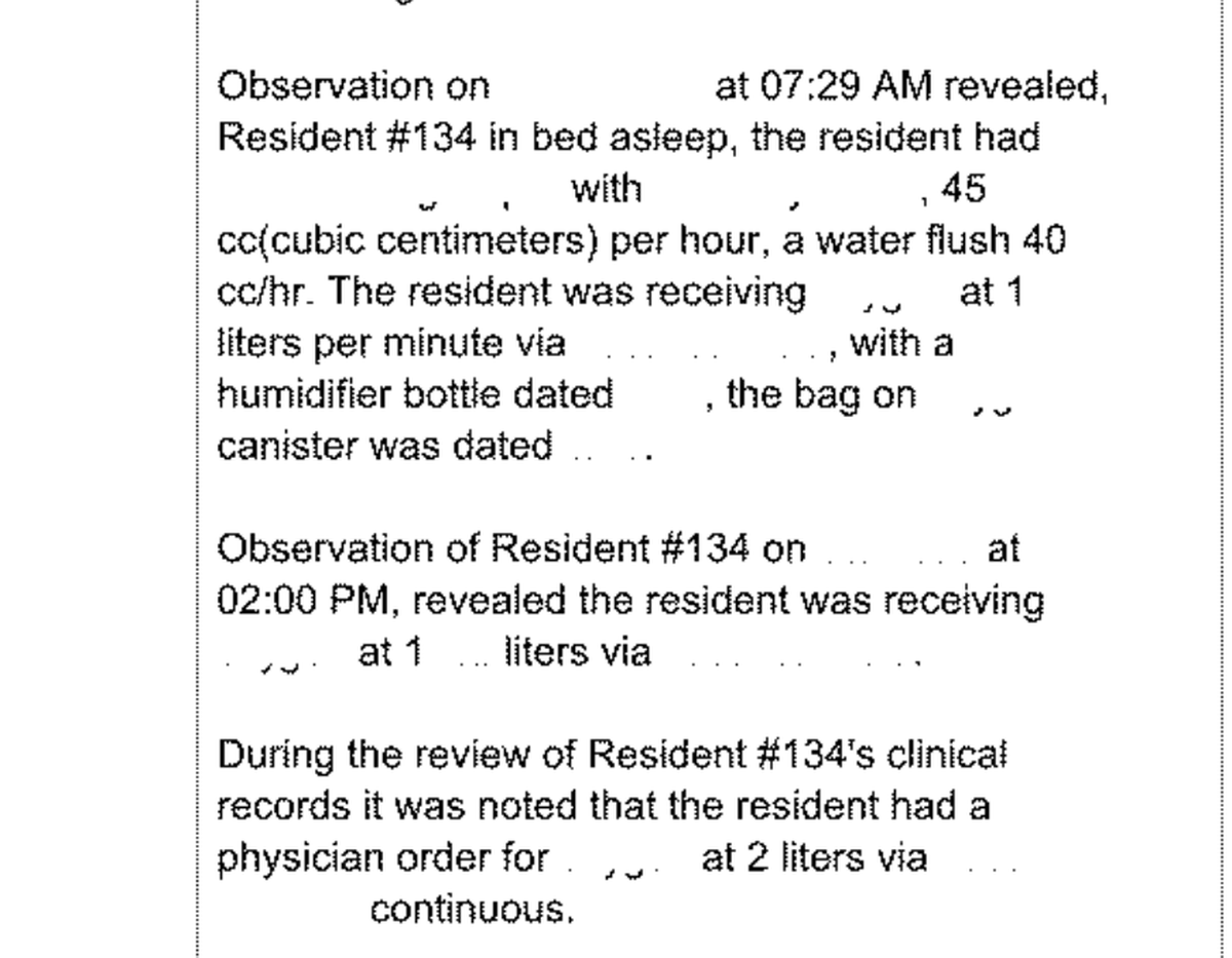 Florida health regulators use redaction software that often makes it impossible to discern reports on nursing homes, with virtually all dates, diagnoses, body parts and other words are blacked out – even though the agency already protects the identities of residents.