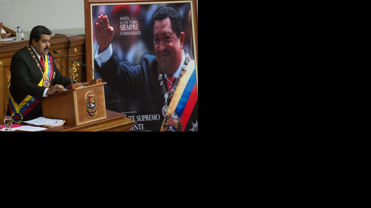 
Venezuelan President Nicolas Maduro delivers his annual message to the Nation in Caracas on January 21, 2015. 
