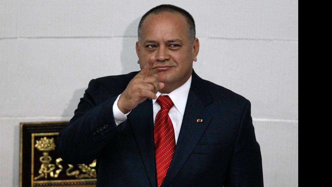 
National Assembly President Diosdado Cabello gestures before addressing the National Assembly in Caracas, Venezuela, Saturday, Jan. 5, 2013. 
