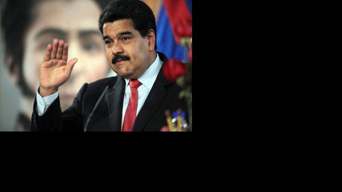 
Handout photo released by the Venezuelan Presidency of Venezuelan President Nicolas Maduro as he gestures while speaking during a TV program at Miraflores presidential palace in Caracas on Sept. 2, 2014. Maduro made announcements of changes in his cabinet. 
