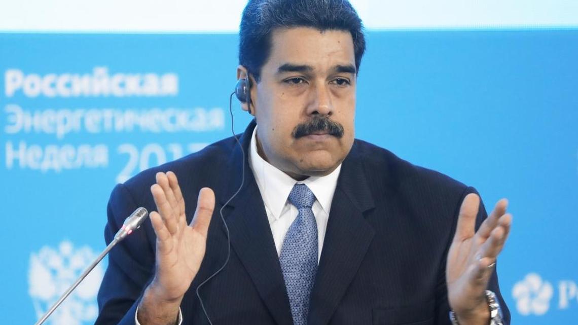 Venezuela's President Nicolás Maduro attends a forum in Moscow on Wednesday, Oct. 4, 2017.