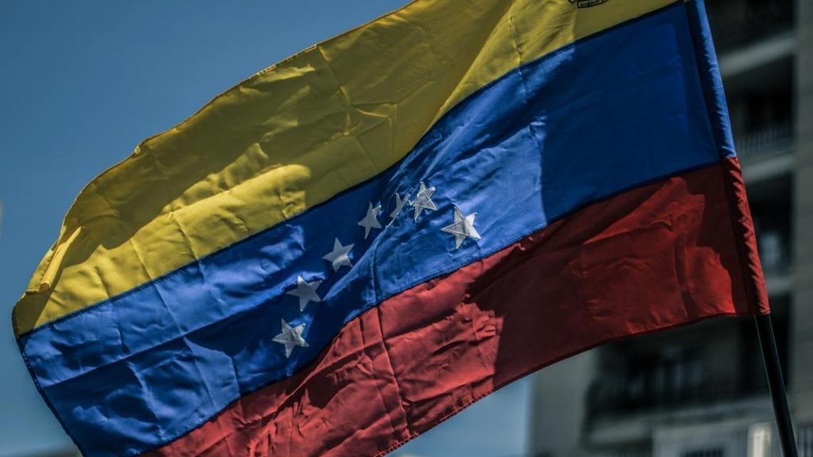A Venezuelan flag is seen during a demonstration to the streets of Caracas, Venezuela on November 30, 2017, to protest against the country's lack of medicine and general health crisis.