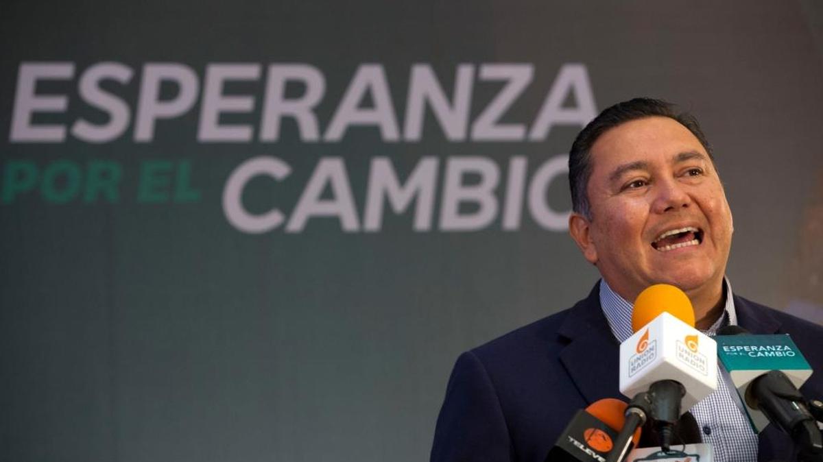 Venezuelan presidential candidate Javier Bertucci speaks to the press in Caracas, Venezuela, on Wednesday, Feb. 21, 2018. With two months to go before Venezuela’s make-or-break presidential elections, Bertucci, a television evangelist, is the only candidate who has thrown himself in the ring against President Nicolás Maduro.