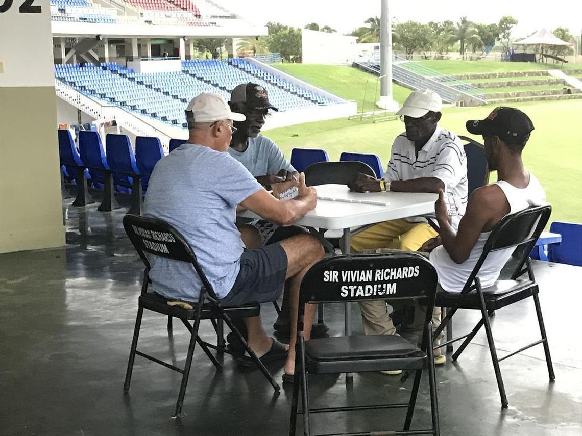 Barbudan residents at the Sir Vivian Richards Stadium take their mind off of things through games and other activities. Past events at the stadium for the residents included a magic show, karaoke, and music shows.
