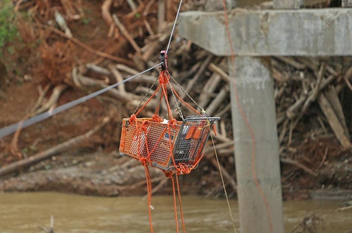 Good Samaritans from the town Isabela sending a shopping cart full of necessities to the community of Rio Abajo during the aftermath of Hurricane Maria on Friday, October 27, 2017 in Puerto Rico.