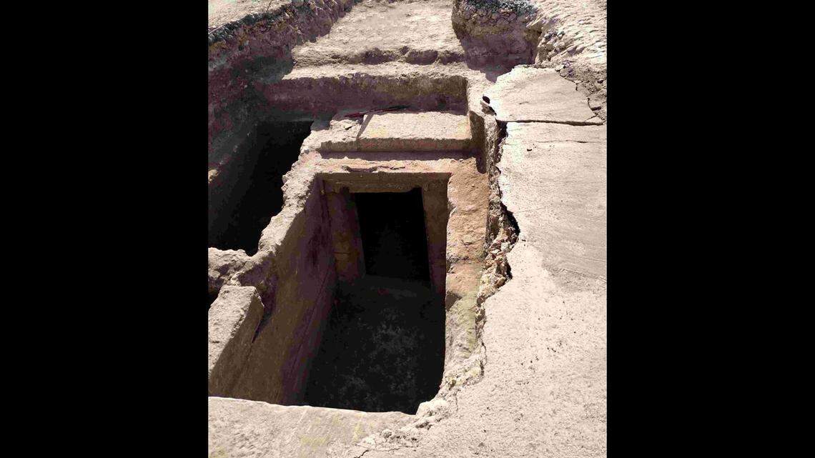 A sewer installation project in Italy unearthed a 2,300-year-old tomb with two chambers, painted walls and treasures inside, officials said.