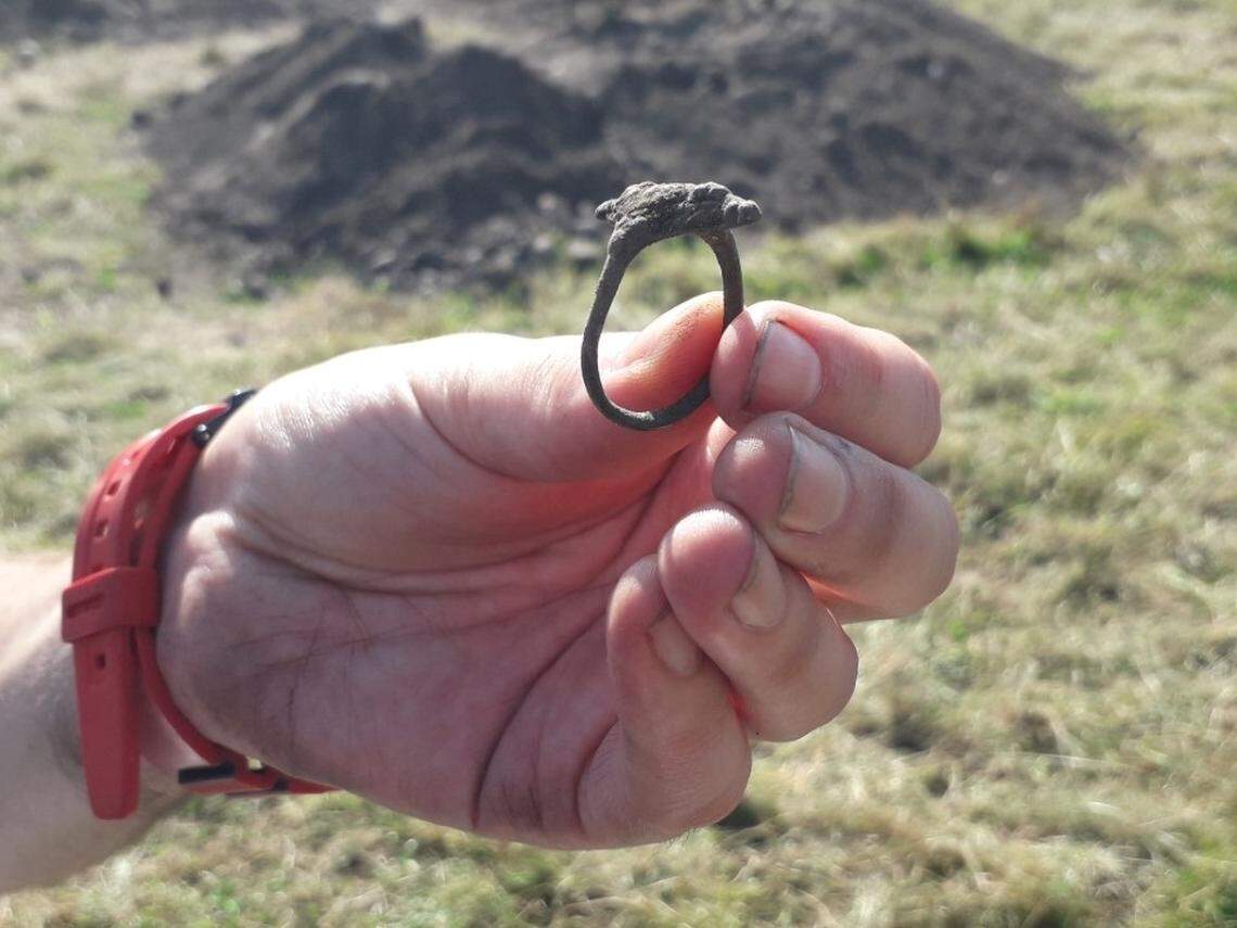 The 1,000-year-old ring soon after being unearthed.
