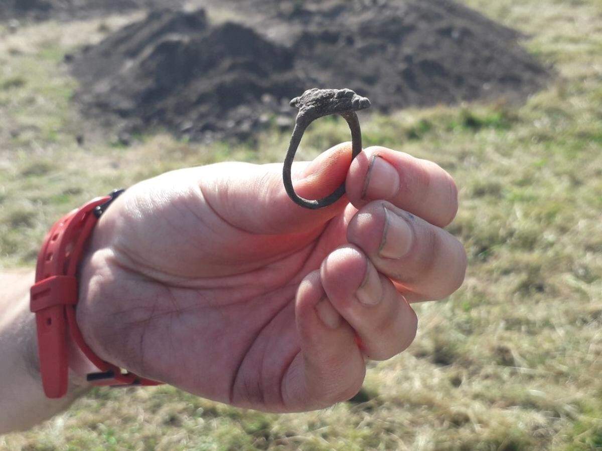 The 1,000-year-old ring soon after being unearthed.