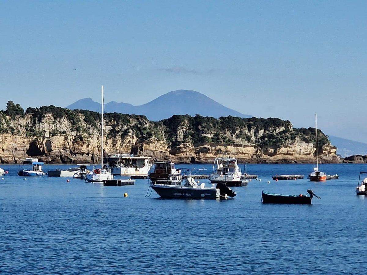 A view of Mount Vesuvius from across the water in Miseno.