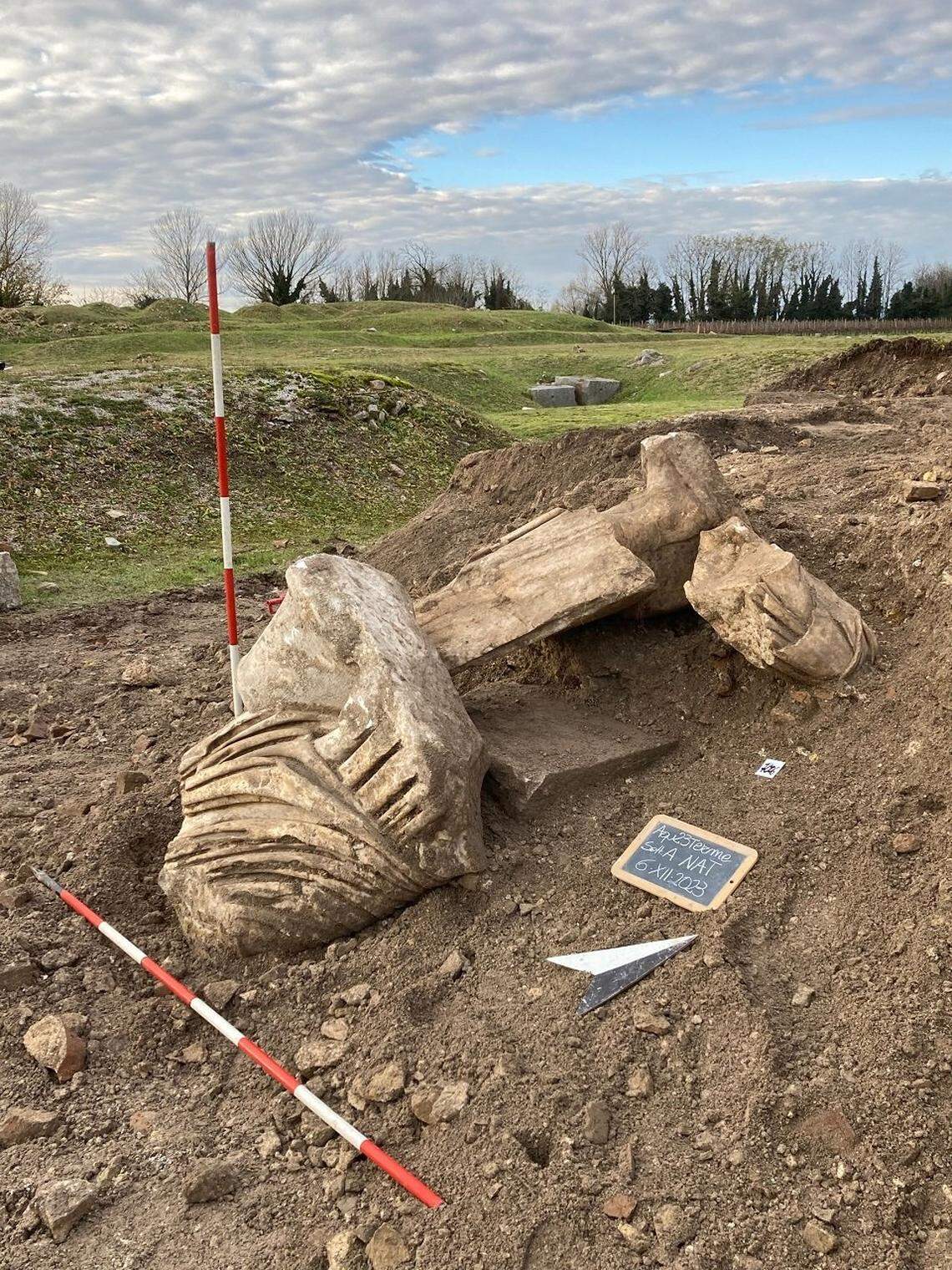 Some statue fragments found at the apse ruins.