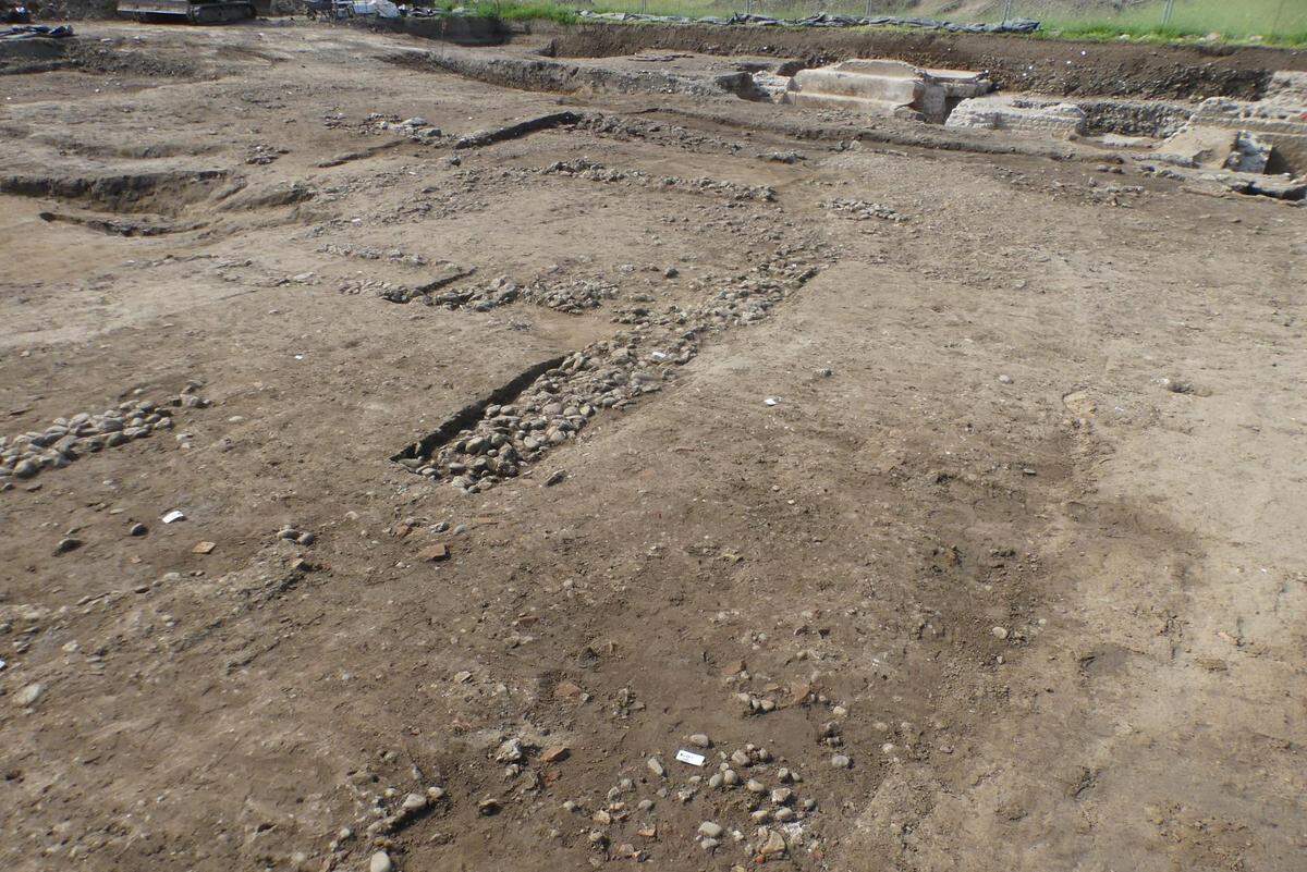 Ruins of some wood and dirt buildings found at the ancient Roman military camp.