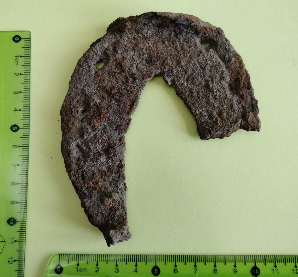 An old rusted horseshoe found in Hrubieszów.