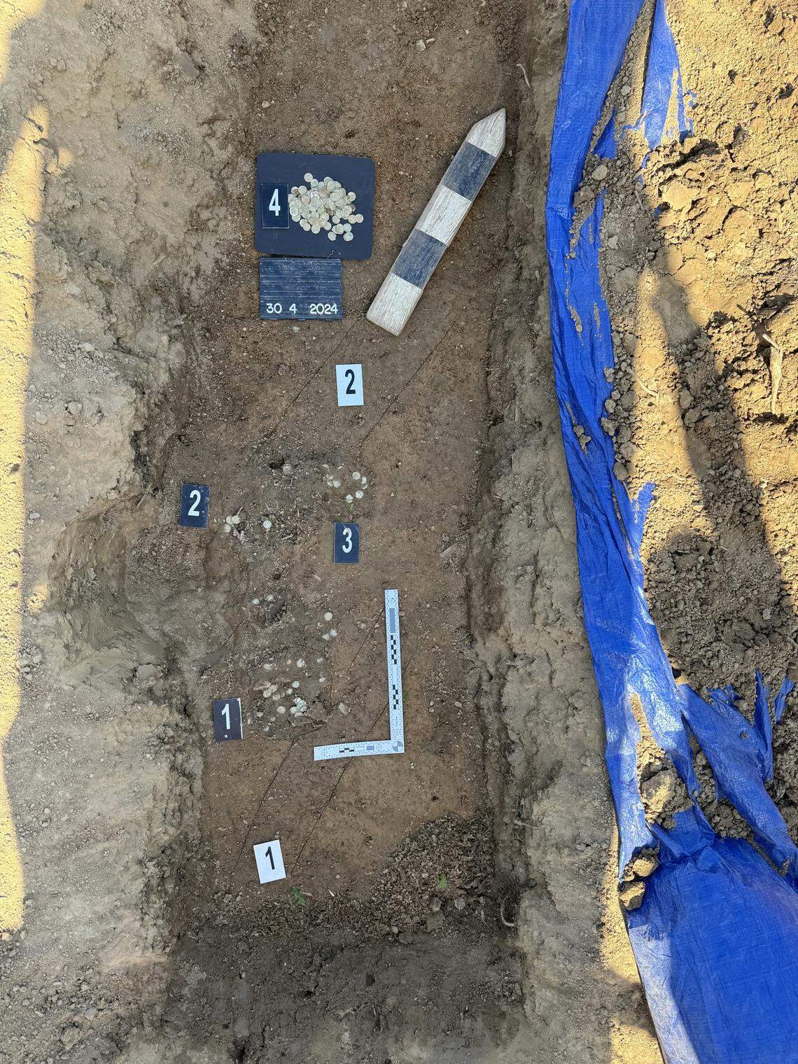 An excavation area where some of the medieval coins were found.