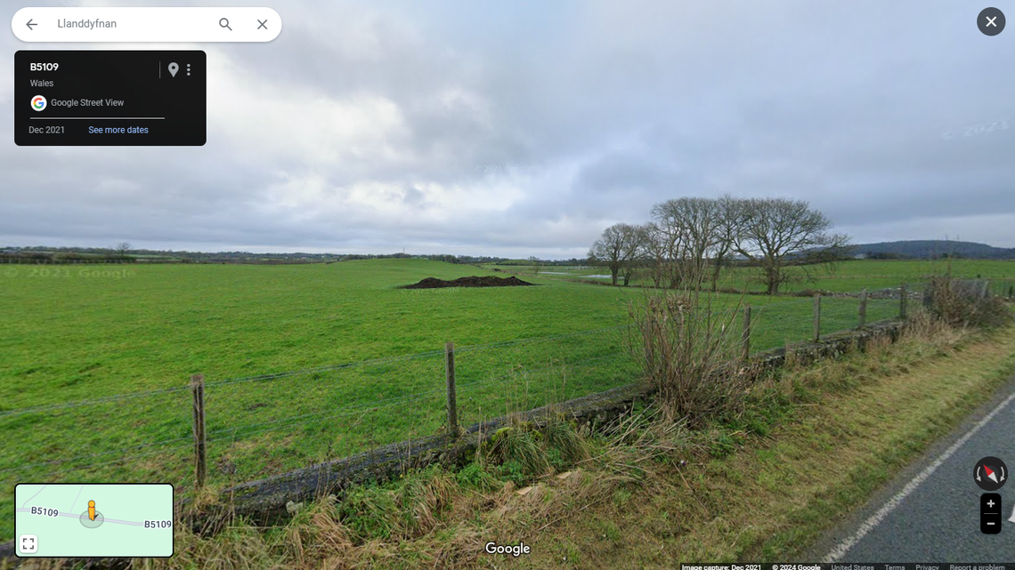 A metal detectorist stumbled on two ancient Roman bracelets in Wales, a museum said. Photo shows a representative area of Llanddyfnan Community.