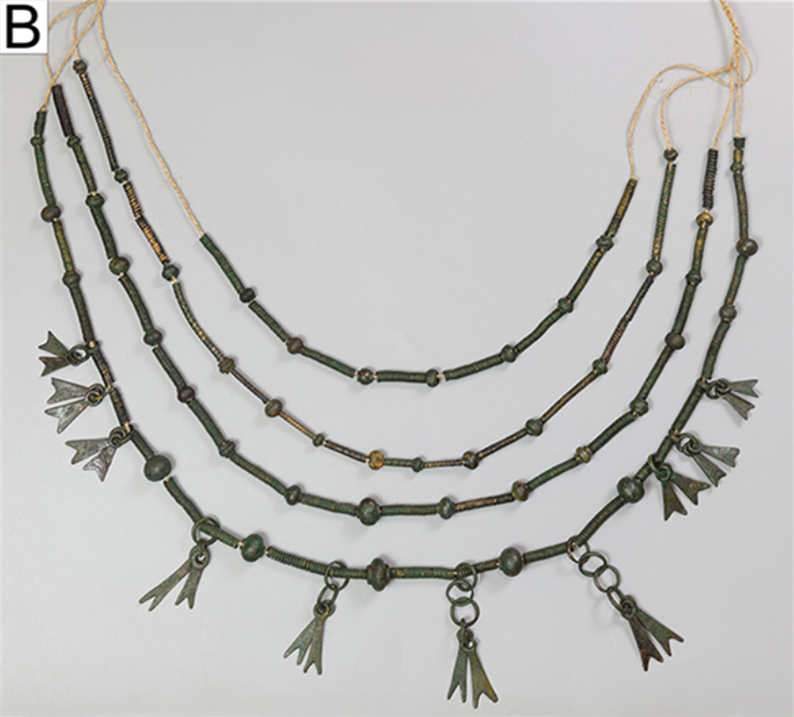 A reconstruction of a necklace from beads found at Papowo Biskupie.