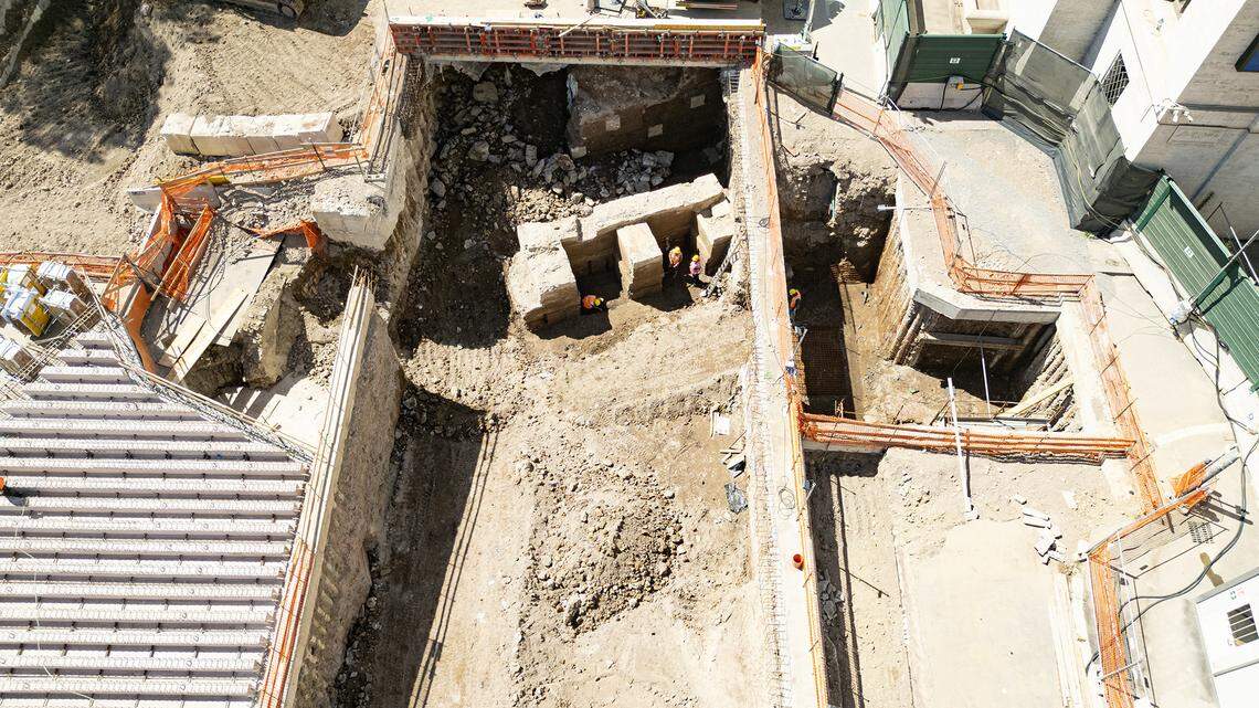 An aerial view of the 2,000-year-old ruined garden.