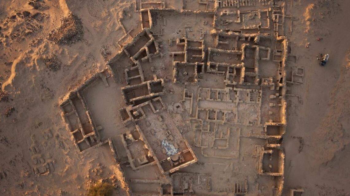Archaeologists found a rare Christian tattoo on a 1,300-year-old body buried near a medieval monastery in Ghazali. Photo shows the site.