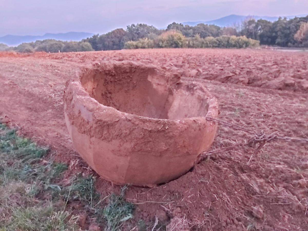 The inside of the World War II machine gun nest after being fully excavated.