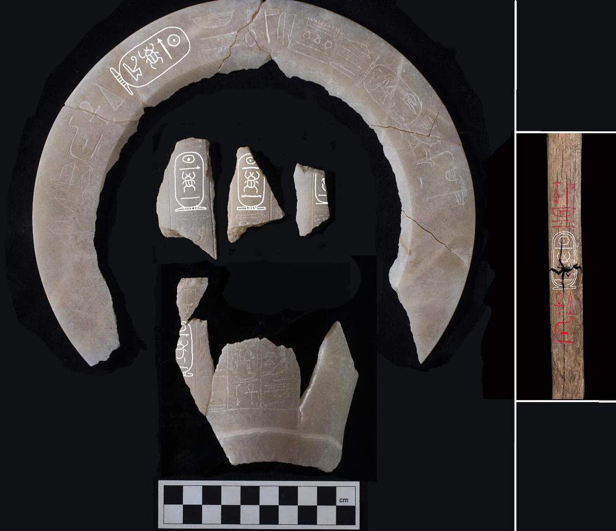 Artifacts found in tomb No. C4 and linked to King Thutmose II.