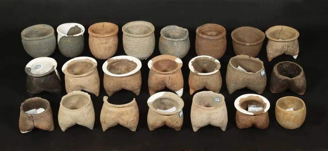 Some pottery found at the ancient site.