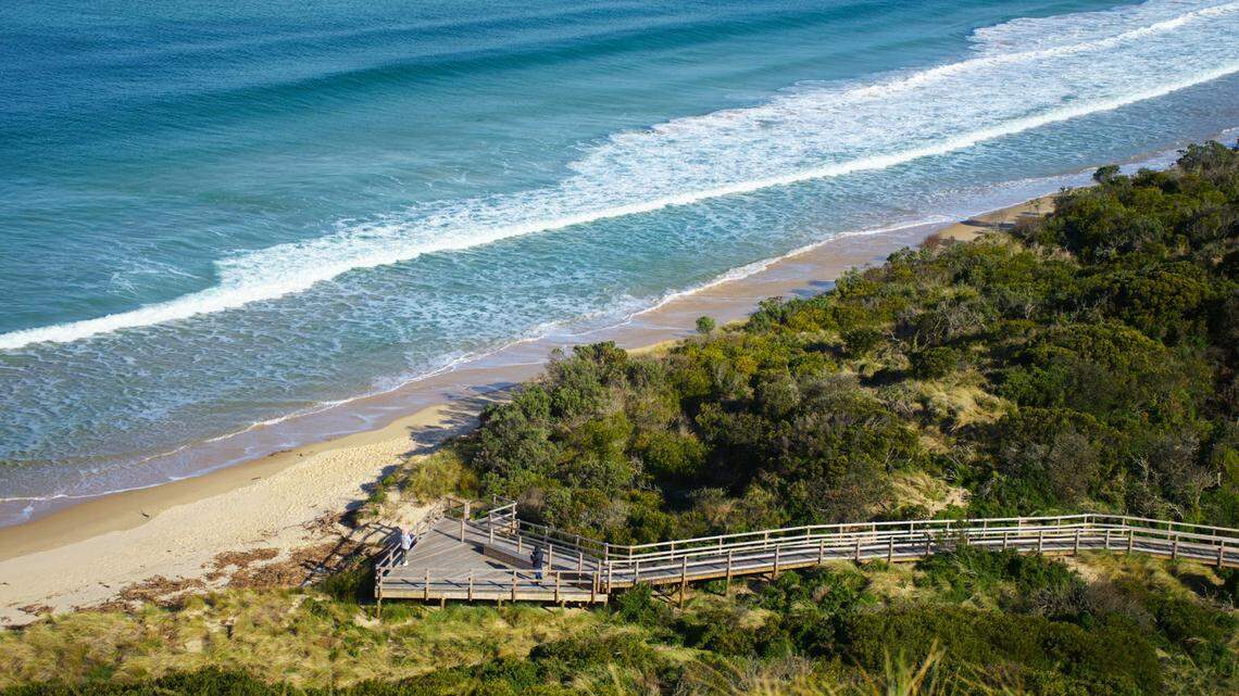 A woman running on a beach in Australia found a “strange” sea creature considered locally extinct, wildlife experts said. Photo shows a representative beach in Tasmania.