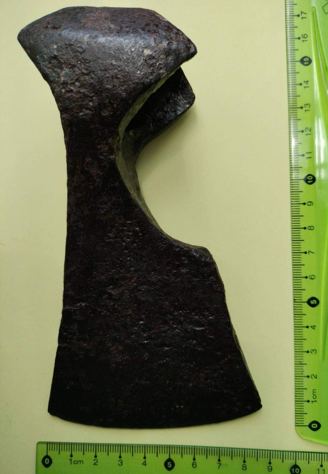 The 500-year-old battle ax found by a metal detectorist.