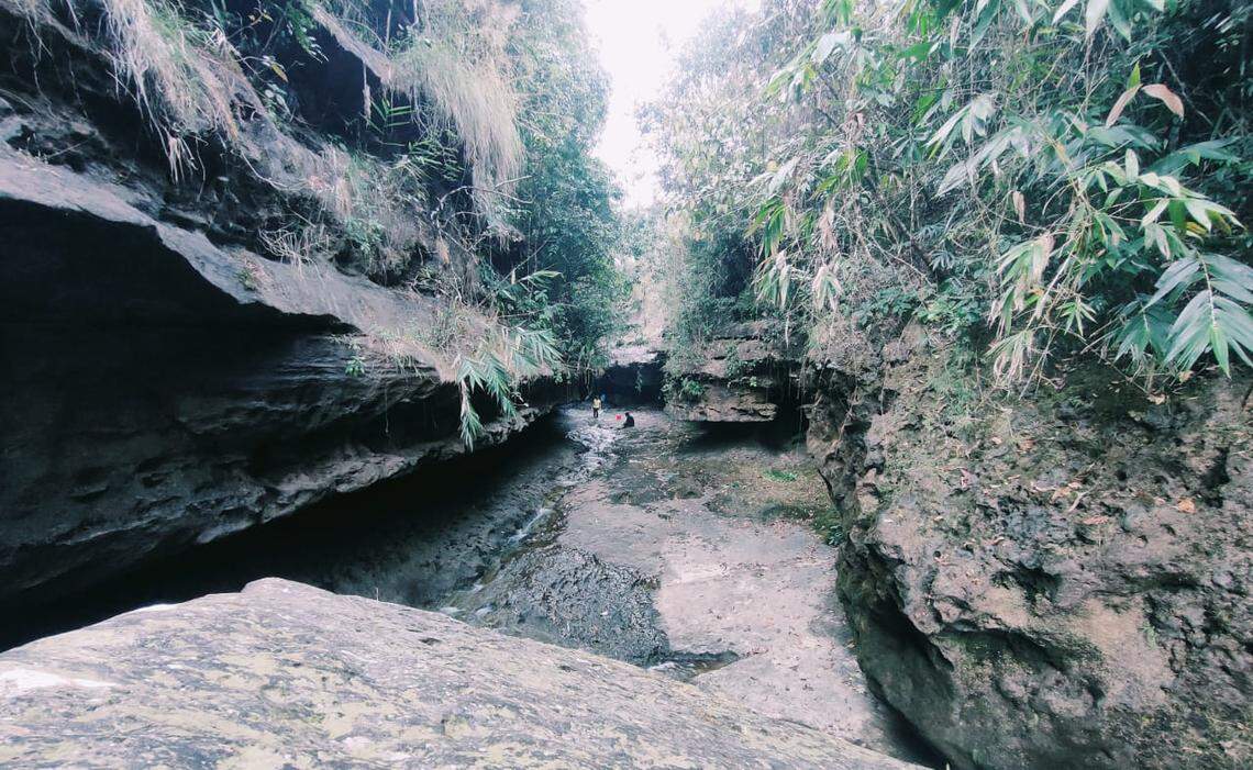 The stream leading to Krem Mawjymbuin in Meghalaya, India.