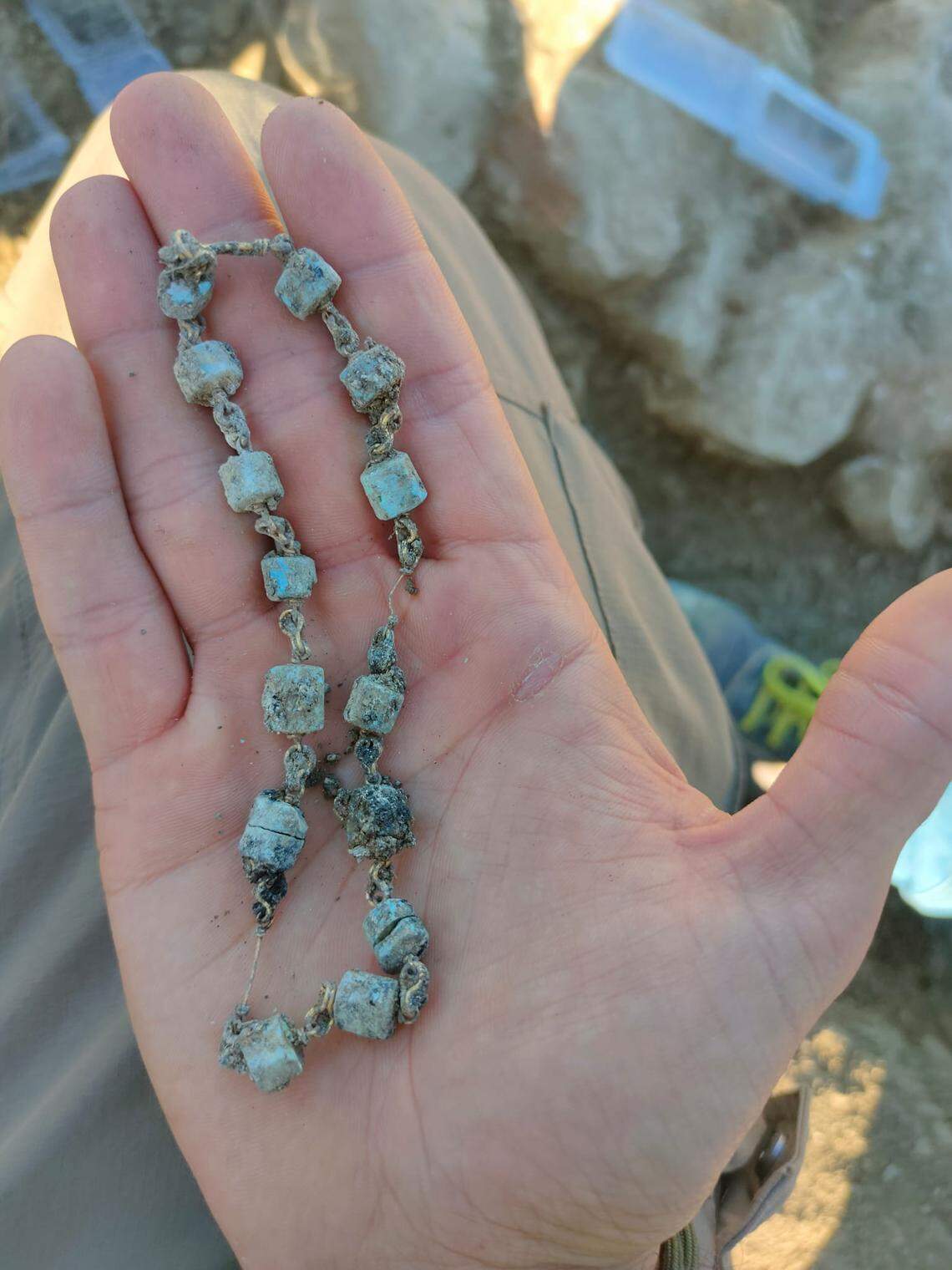 A necklace found at the ancient Roman burial ground.
