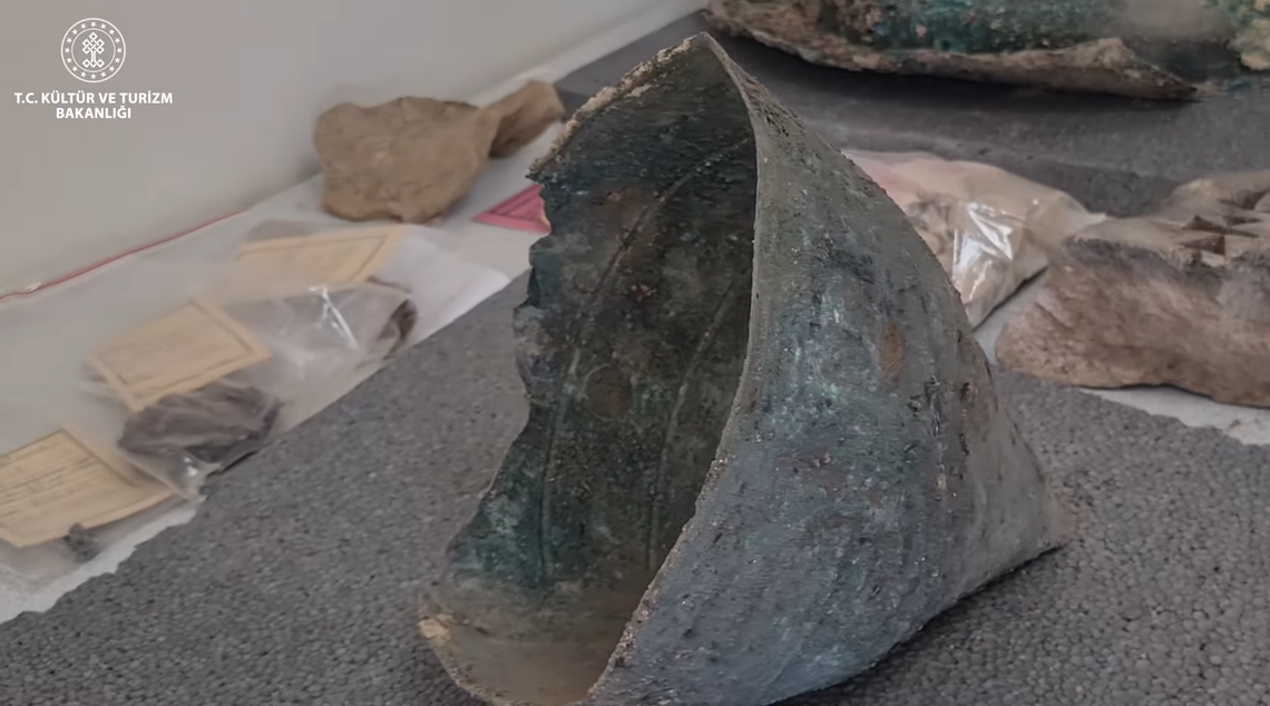The ancient helmet found at the Ayanis temple.