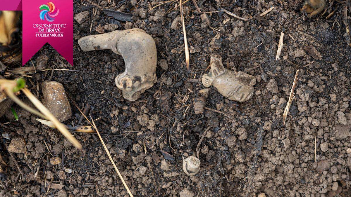 The broken carving found in Coscomatepec.