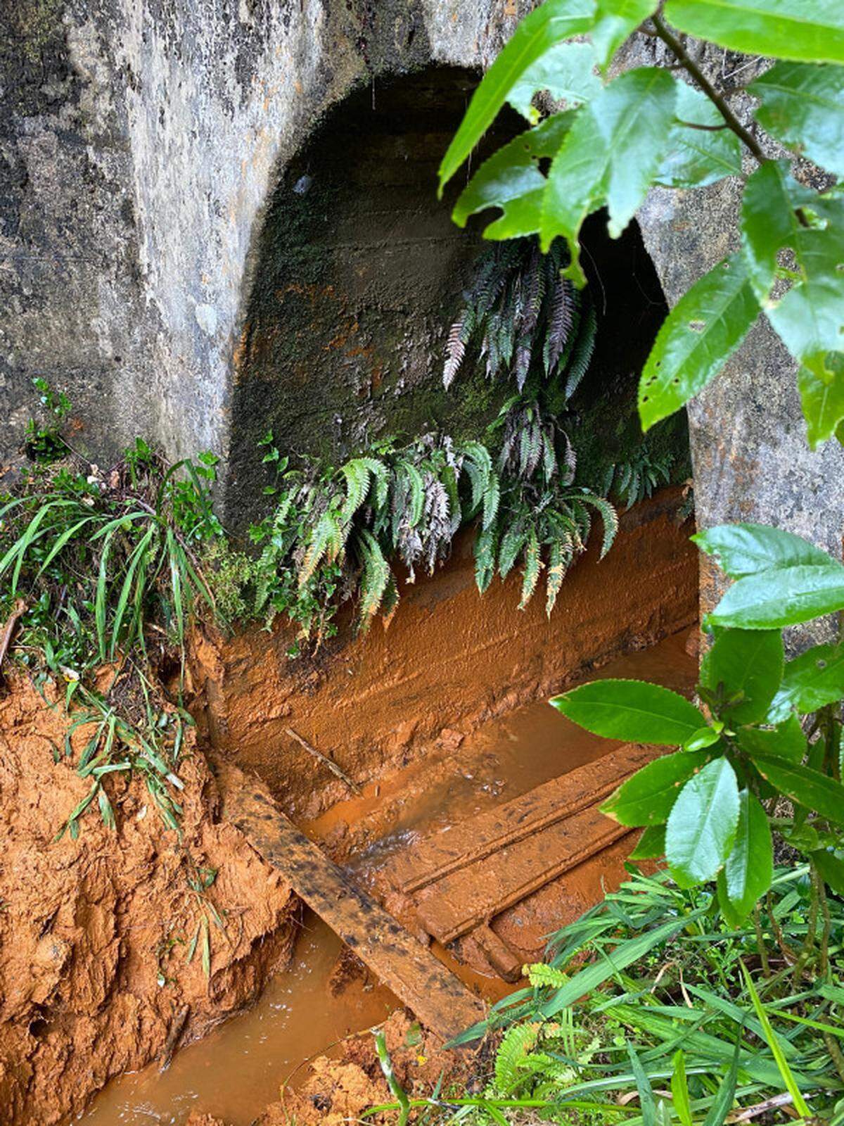 The entrance to an old mine shaft and source of the “bright orange” river water.