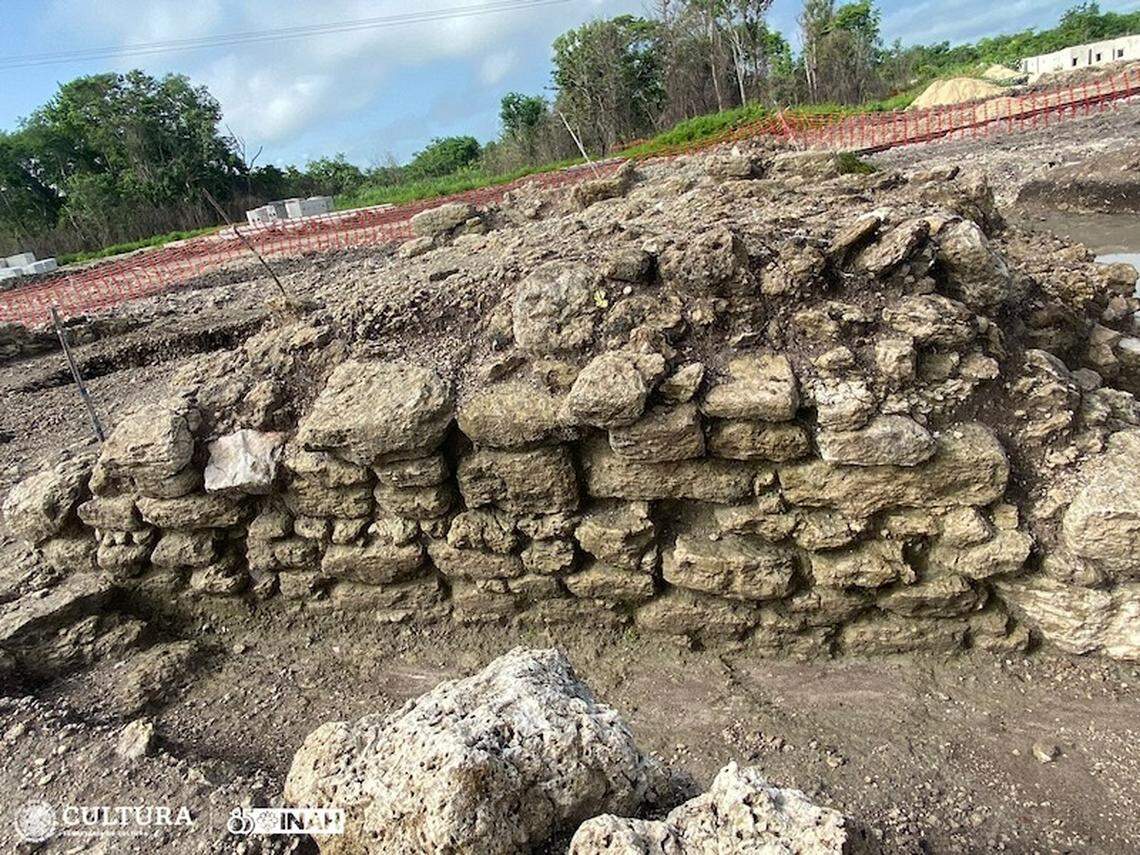 A close-up photo shows some of the ancient Maya ruins found in Kohunlich.