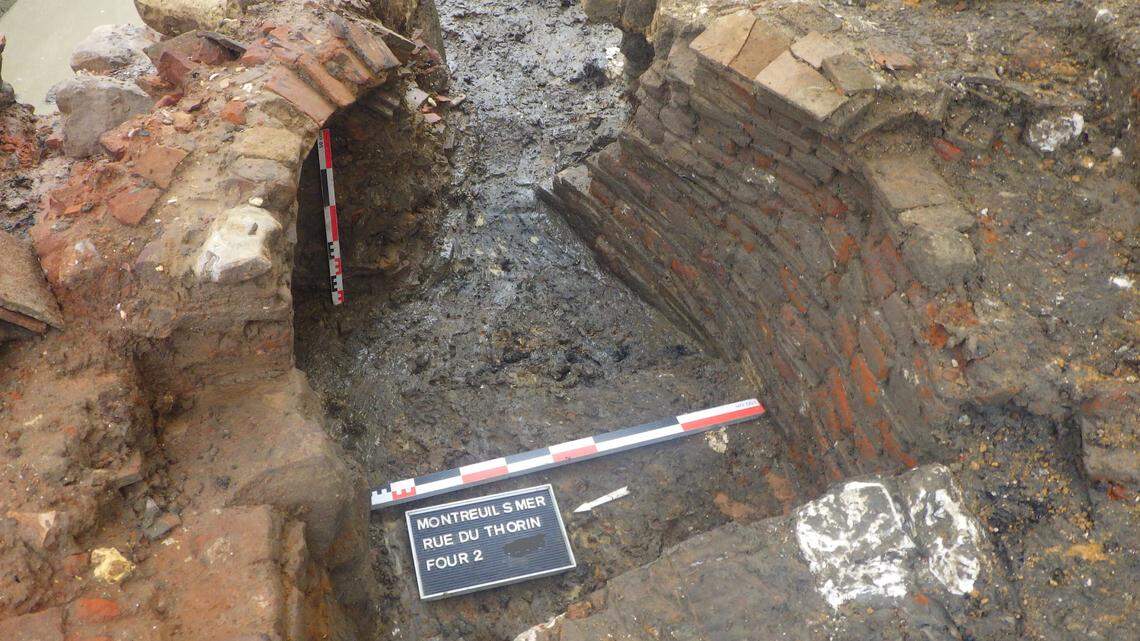 The older, smaller oven found at the medieval pottery workshop.