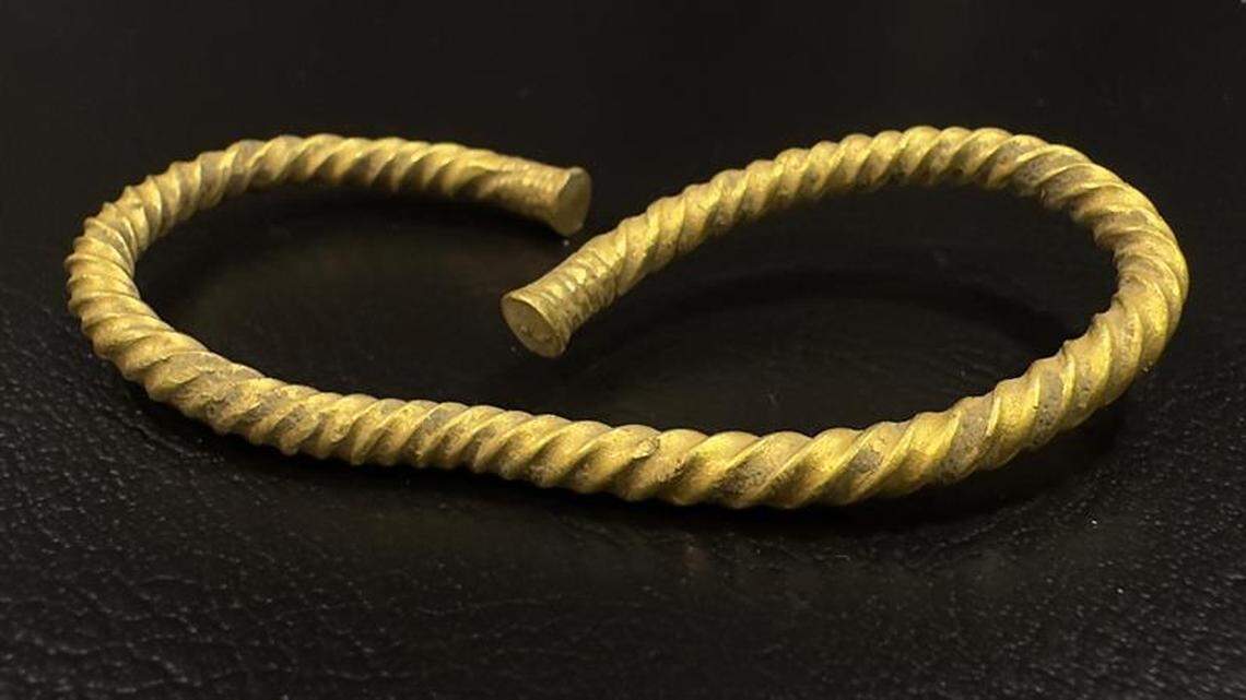 The 2,500-year-old gold bracelet after being cleaned.