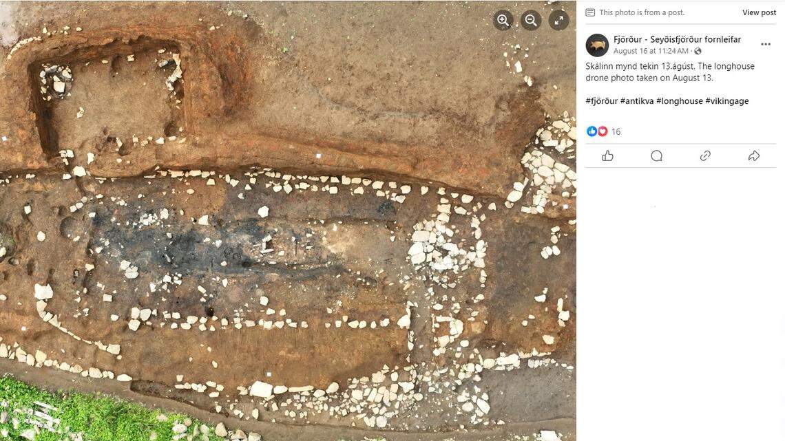 Archaeologists uncovered a small rock animal, likely a rare children’s toy, at a Viking-age house in Seyðisfjörður, photos show.