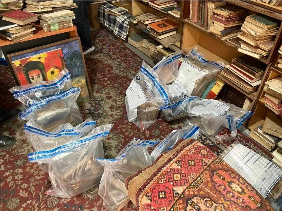 Some books confiscated by police during the raids.