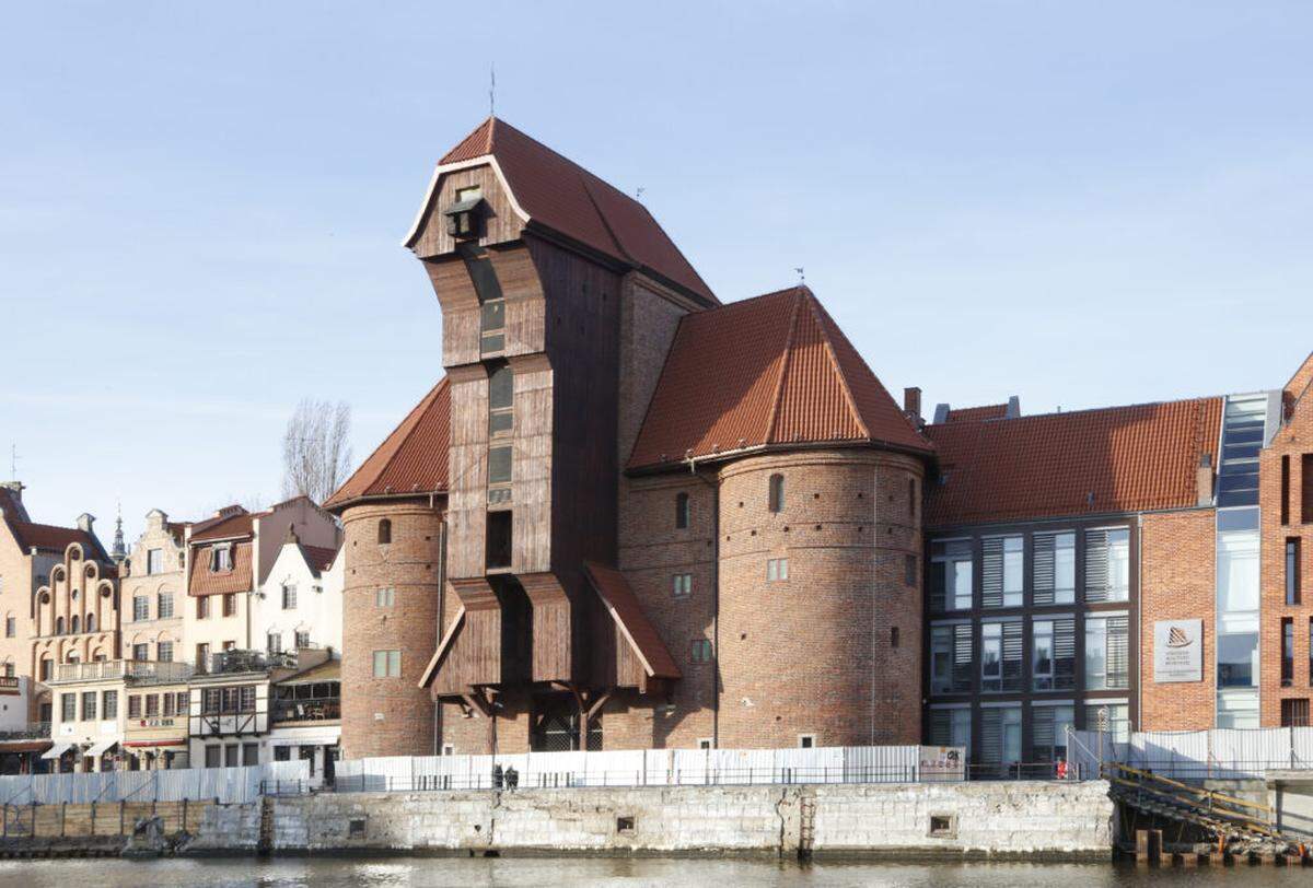 The 15th century crane at a port in Gdańsk after renovations.