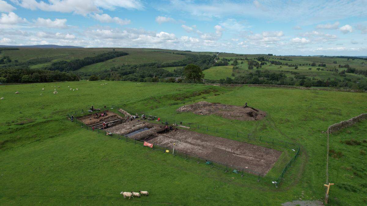 Researchers working at the Roman Magna Fort found a collection of shoes in a ditch.