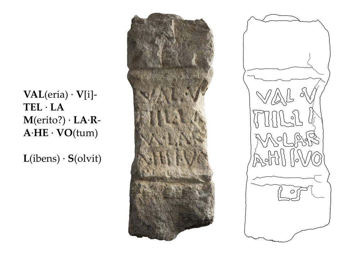 A diagram shows the unique inscription found on the ancient Roman altar.